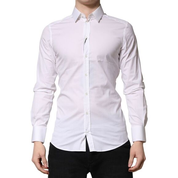 Dolce & Gabbana White GOLD Cotton Men Dress Formal Men's Shirt